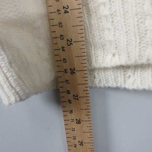 Liz Claiborne Womens Cable Knit Sweater M Ivory Angora Lambswool Coastal Vtg 348 - Picture 10 of 11
